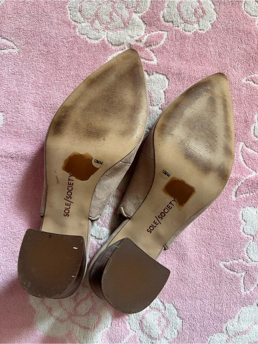 Sole Society Taupe Braided Slingback Block Heel Pumps